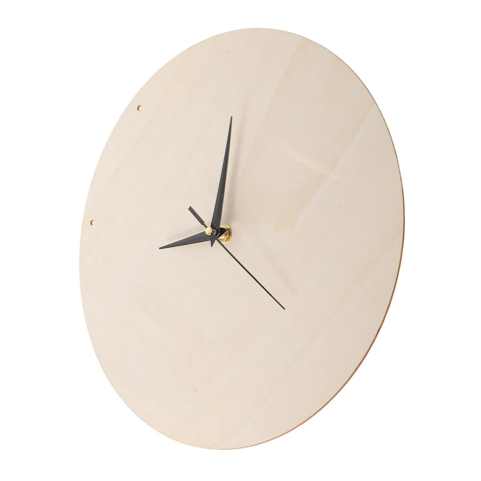 2Sets Blank Wooden Wall Clock Dial Face Round DIY Kit with Silent Movement Mechanism for Craft Projects Home Office Wall Decor