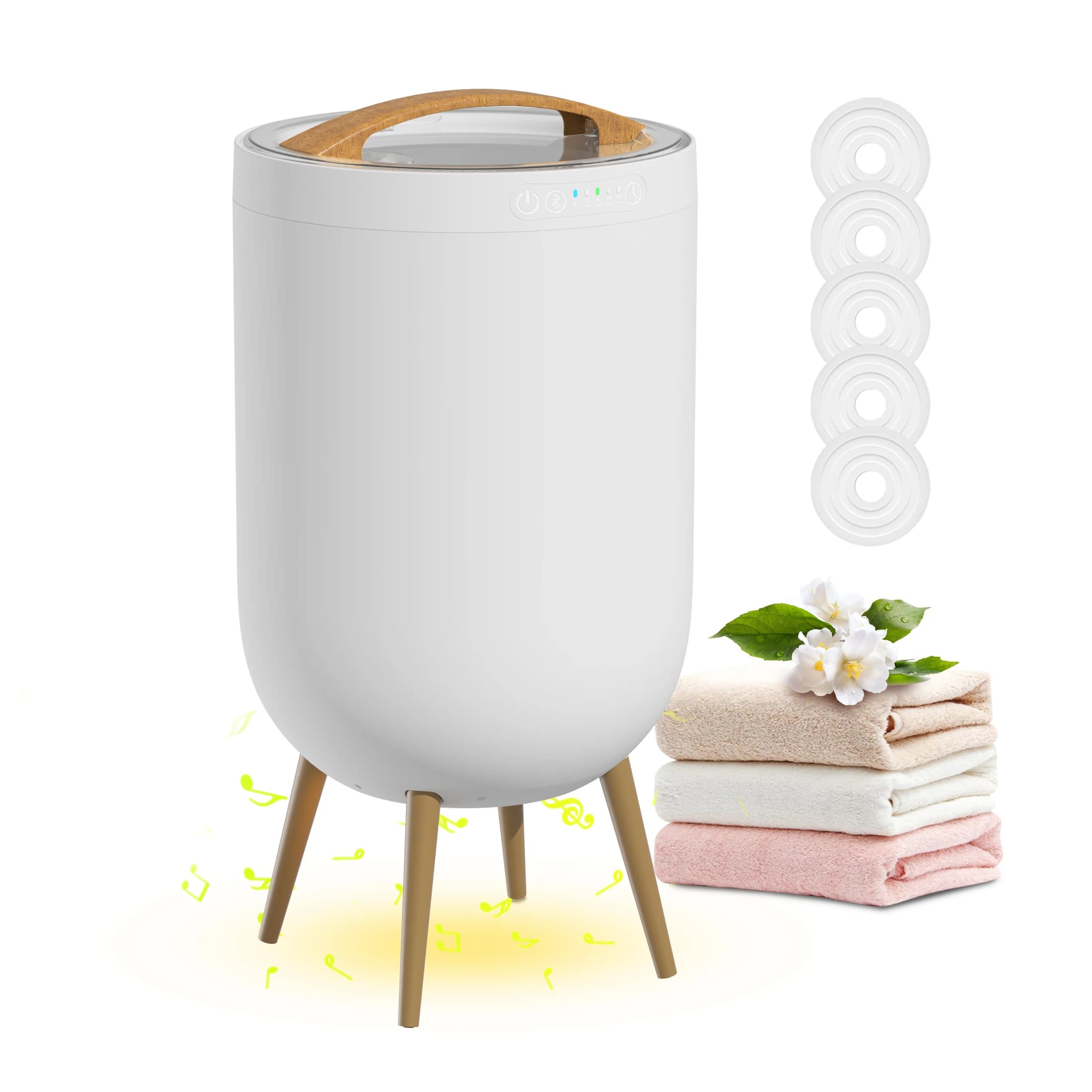 20L Towel Warmer Bucket with Bluetooth Speaker RGB Ambient Light, Fast Heating 275°F Hot Towel Heater for Bathroom, Aroma Tablet Slot, 15‑60Min Timer for Towels Bathrobes Blankets