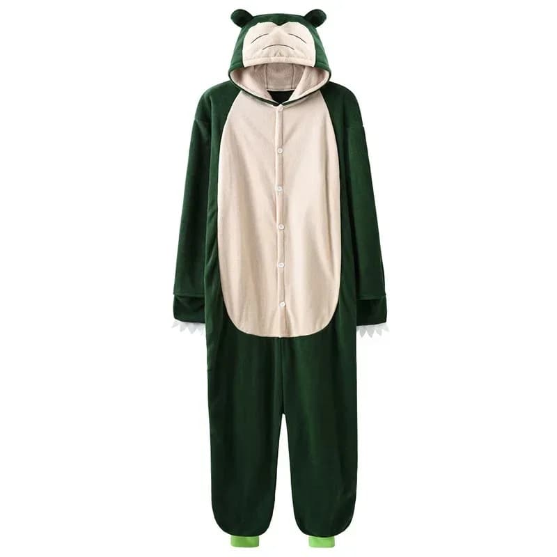 Verde snolax tutina anime kigurumis Donna Uomo coppia pigiama in pile polare divertente vestito carino inverno animale cartone animato tuta