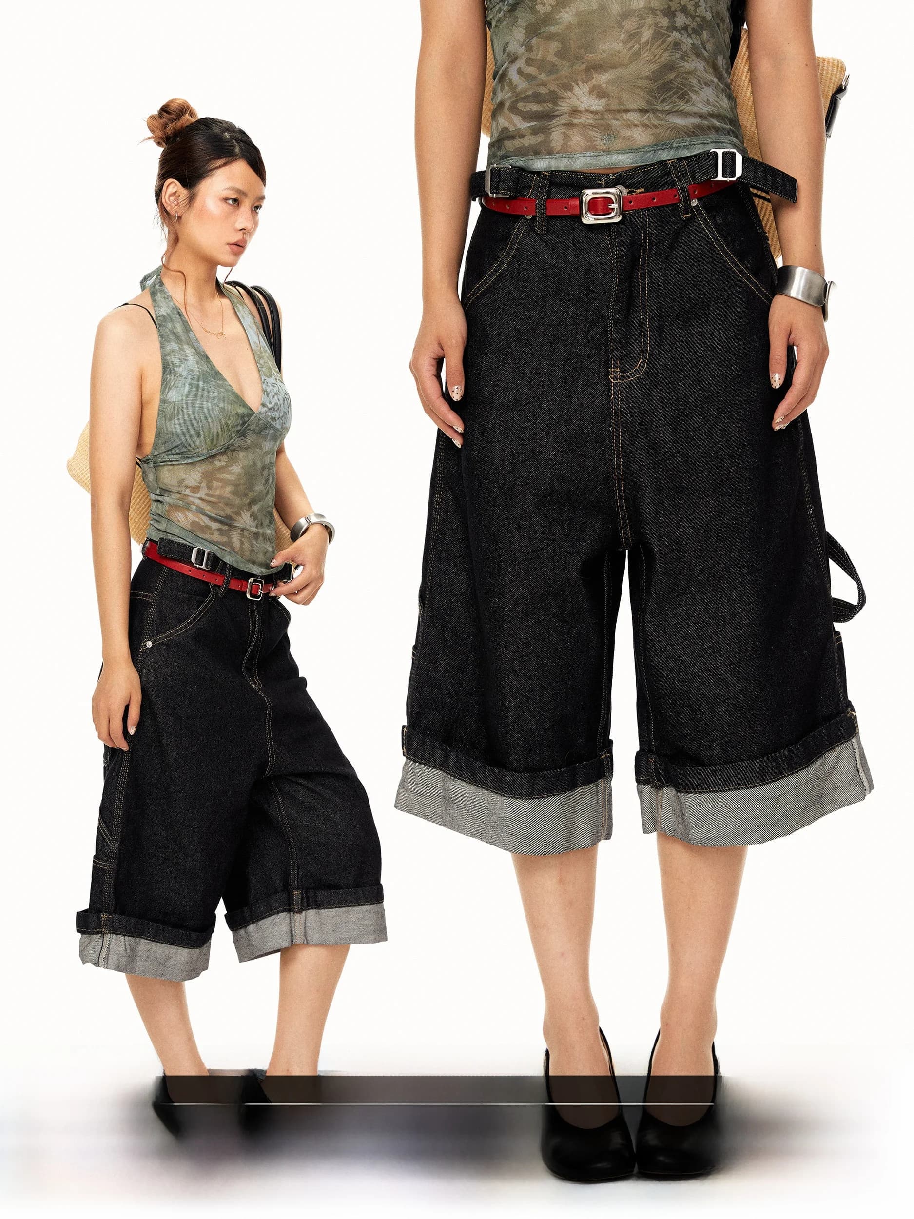 Blackbb American Original Cowboy Wide Leg Pants Loose Fit Summer Casual Jeans Men's Natural Waist Button Cotton Blend Washed
