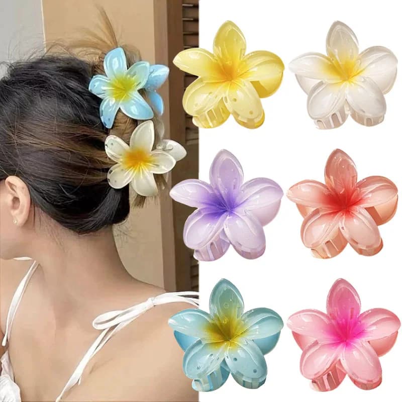 3 pz Boho Gradiente Grande Fiore Acrilico Clip di Capelli Per Le Donne Dolce Artiglio Dei Capelli Granchio Morsetto Barrettes Hawaiian Copricapi Accessori