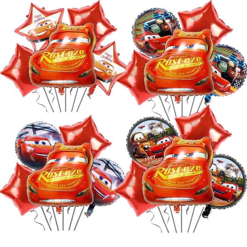 Set di 5 Palloncini a Tema Lightning McQueen, Decorazioni per Feste di Compleanno per Bambini, Palloncini Anime per Baby Shower
