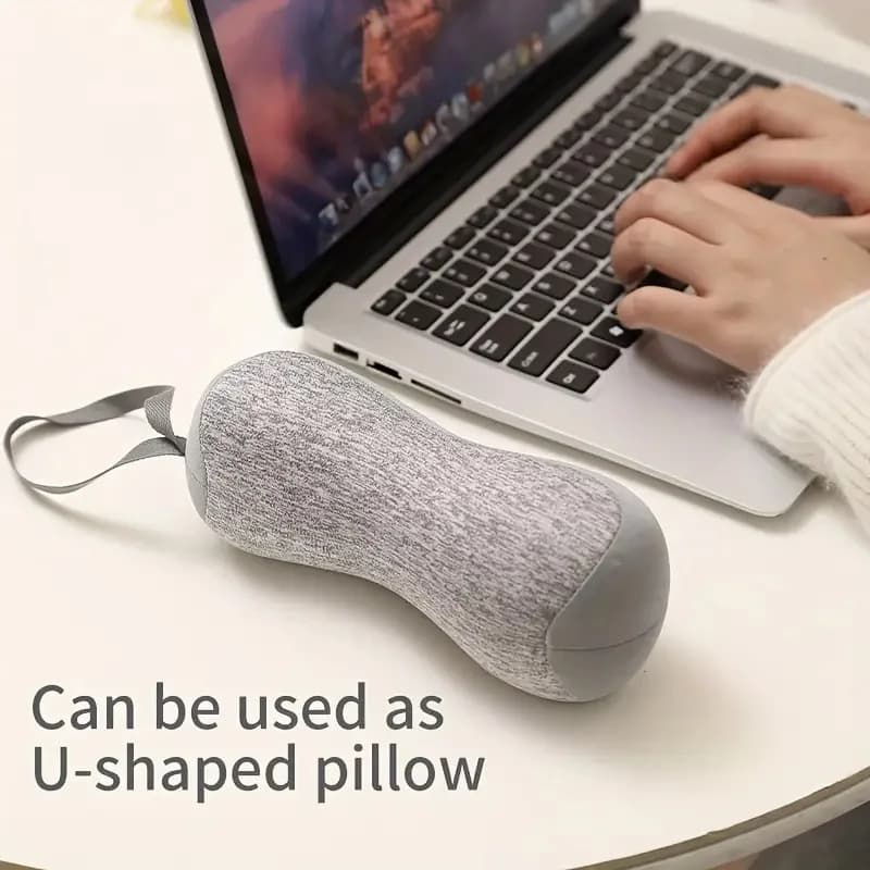 1PC Portable Mini Bean Neck Pillow, Travel Foldable Storage Cushion, Office Nap Sleeping Support Pillow