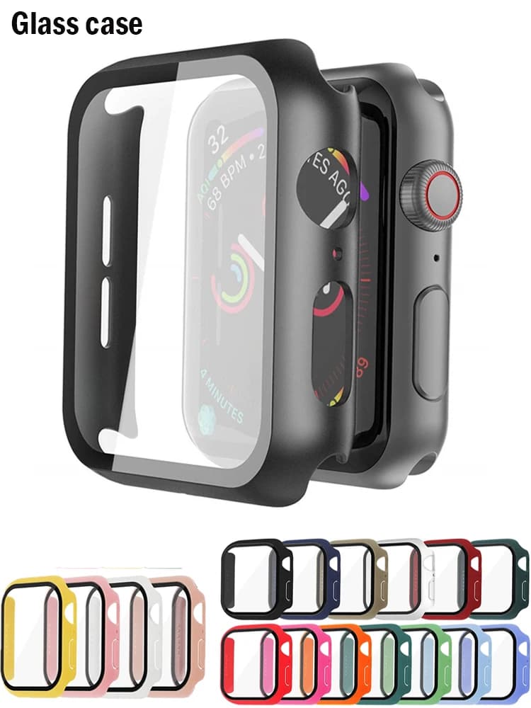 Vetro temperato + cover per Apple Watch Case 45mm 41mm 44mm 40mm 42mm 38mm PC bumper Screen Protector series 9 8 7 6 5 4 3 se