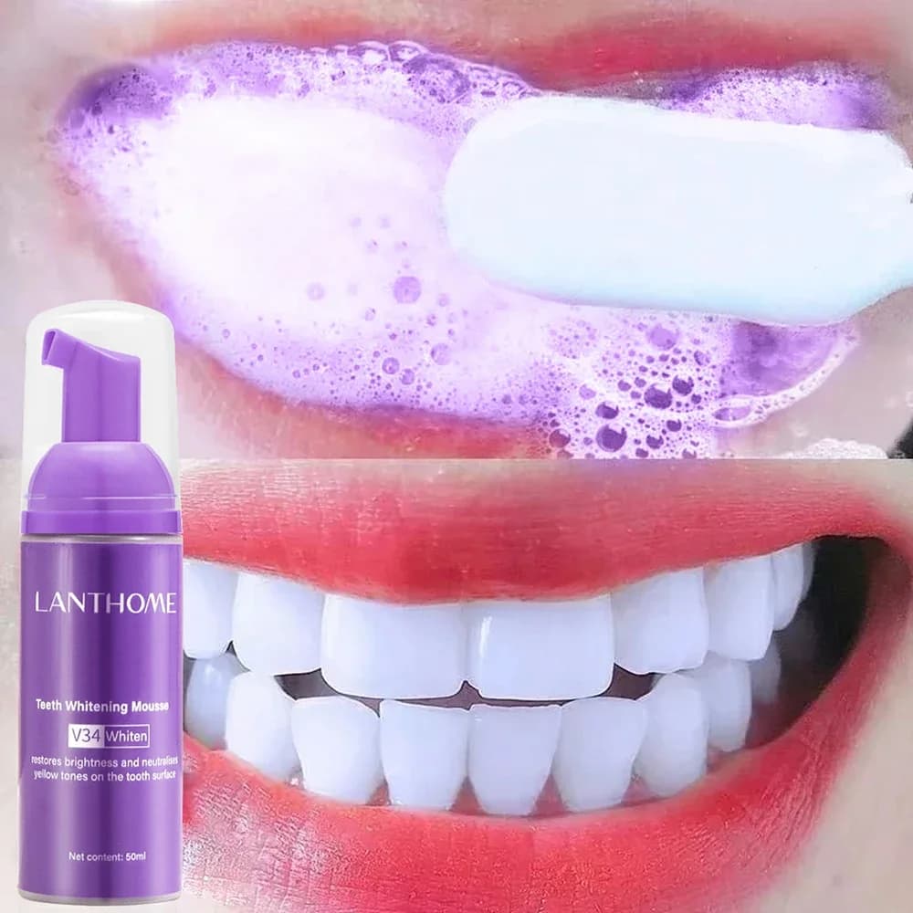 50ml V34 Mousse Dentifricio Pulizia dei denti Correttore Sbiancamento dei denti Schiarente Ridurre l'ingiallimento Pulizia Cura dei denti Nuovo
