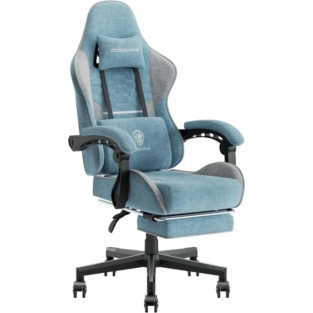 Sedia da Gaming Bestseller in Tessuto con Cuscino a Molle Insacchettate, Sedia da Gioco con Massaggio e Poggiatesta, Sedia Ergonomica da Computer con