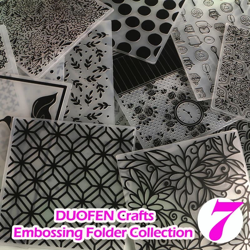 DUOFEN Collezione di cartelle per goffratura in plastica artigianale 7 stampi per fiori in carta goffrata Natale Compleanno padri festa della mamma matrimonio