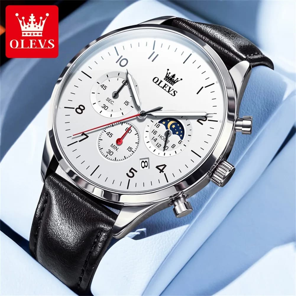 OLEVS 2882 Men's Watch Original Top Brand Chronograph Quartz Watch Waterproof Luminous Reloj Moon Phase Men's Watches