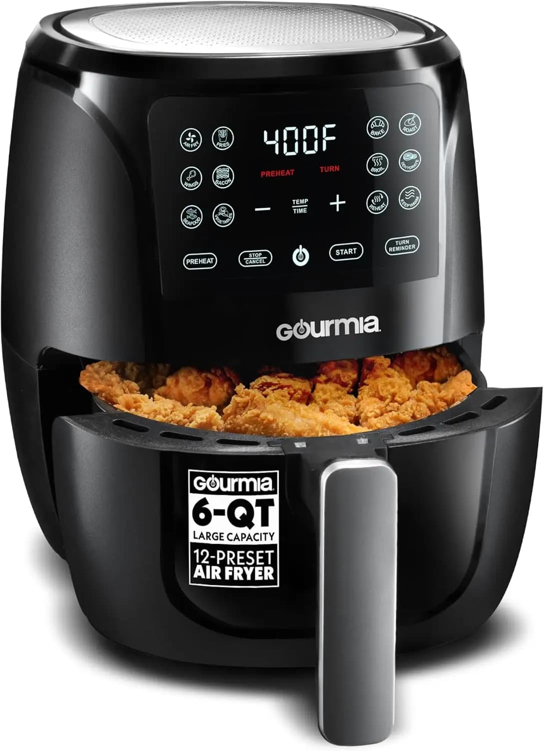 6 Qt air freshener with digital display, 12 presets, dishwasher accessories, black