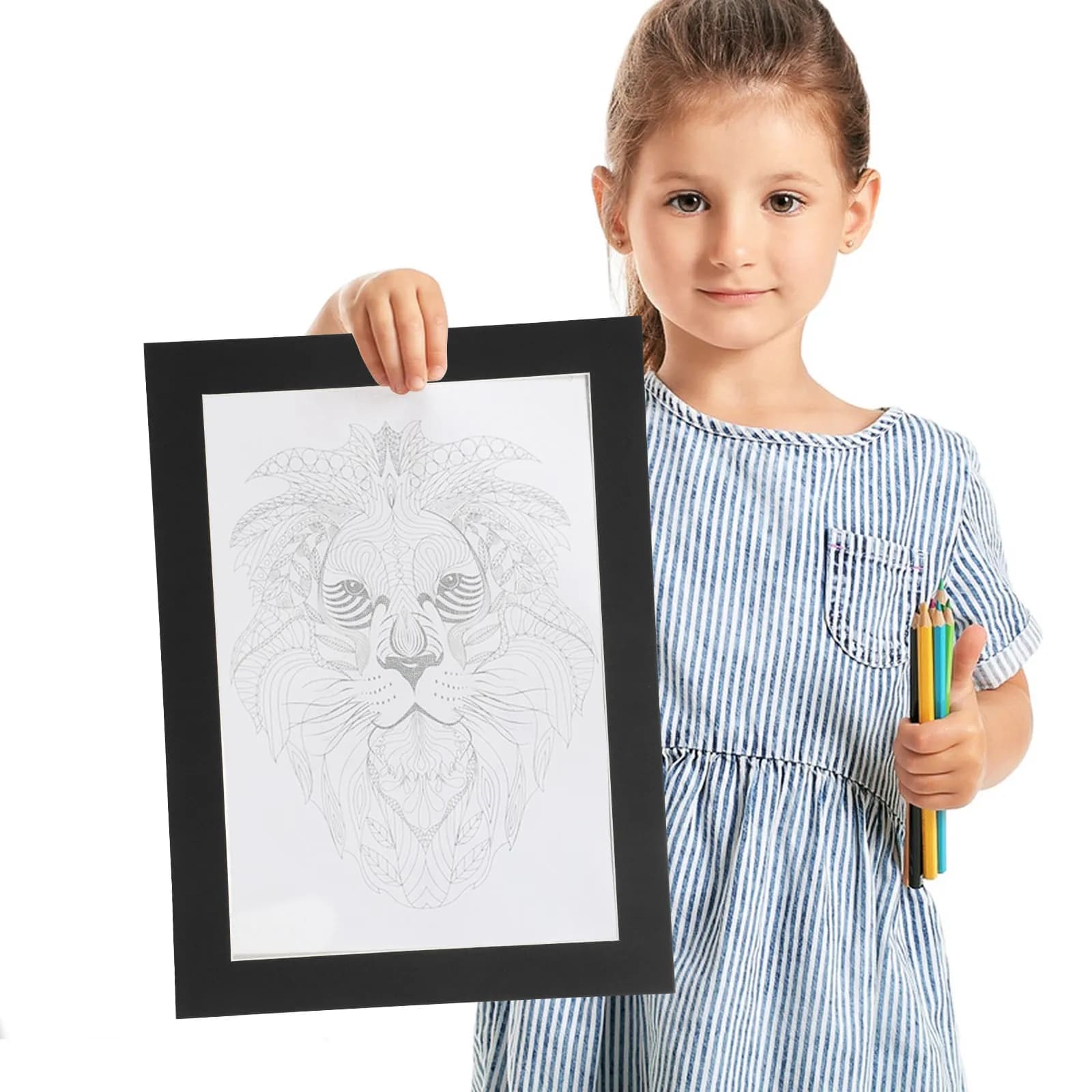 12 Drawing Frames for Children's Drawings, Display Supports in Cardboard for Drawing Conservation, Photo Frames, Craftwork Frames