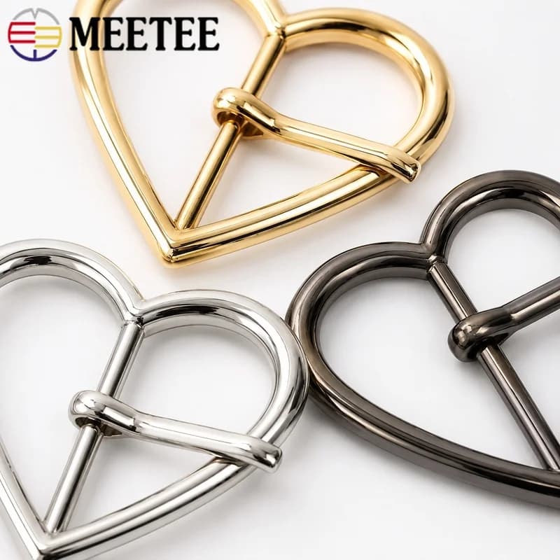 10Pcs 20-40mm Heart Buckles Zinc Alloy Roller Pin Adjusters for Shoes Handbags Belts Garments Straps Decorative Sewing Hardware