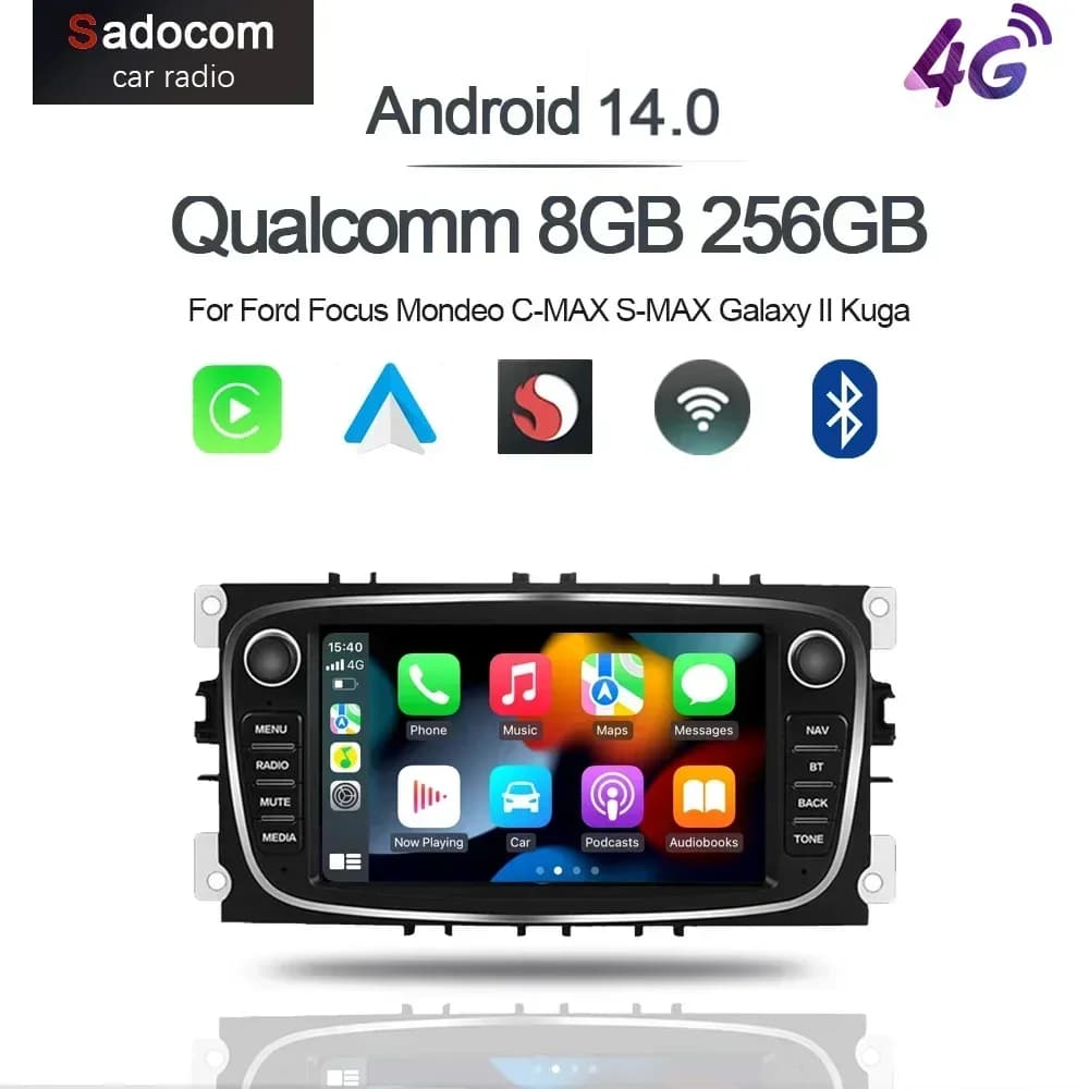 Carplay DSP Lettore DVD per auto LTE IPS Android 13 8G + 128G 8Core Multimediale GPS Mappa multimediale Wifi Per Ford Focus Mondeo C-MAX S-MAX