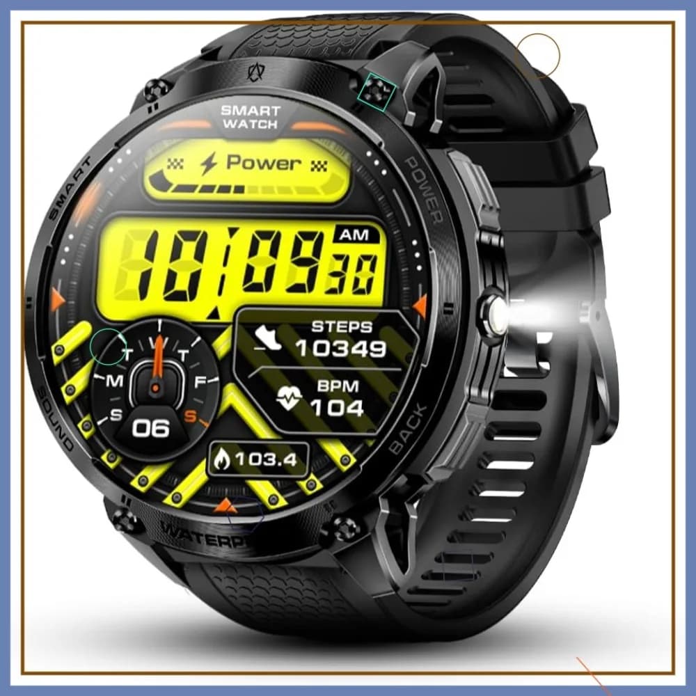 Smartwatch Militare per Uomo con Display AMOLED da 1,75", Batteria da 10 Giorni, Torcia LED, Risposta alle Chiamate