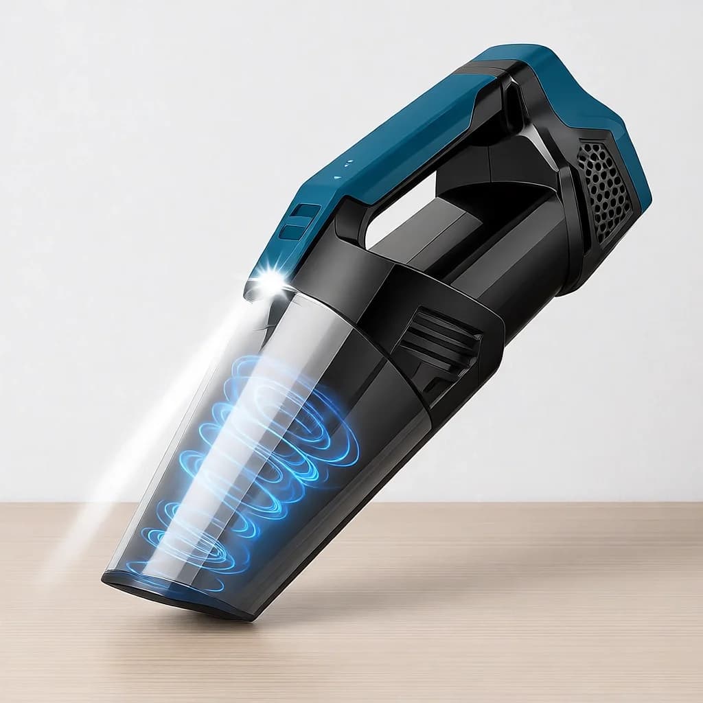 Aspirapolvere portatile senza fili, leggero e ad alta potenza, con luce LED, per auto, casa, ufficio, peli di animali domestici