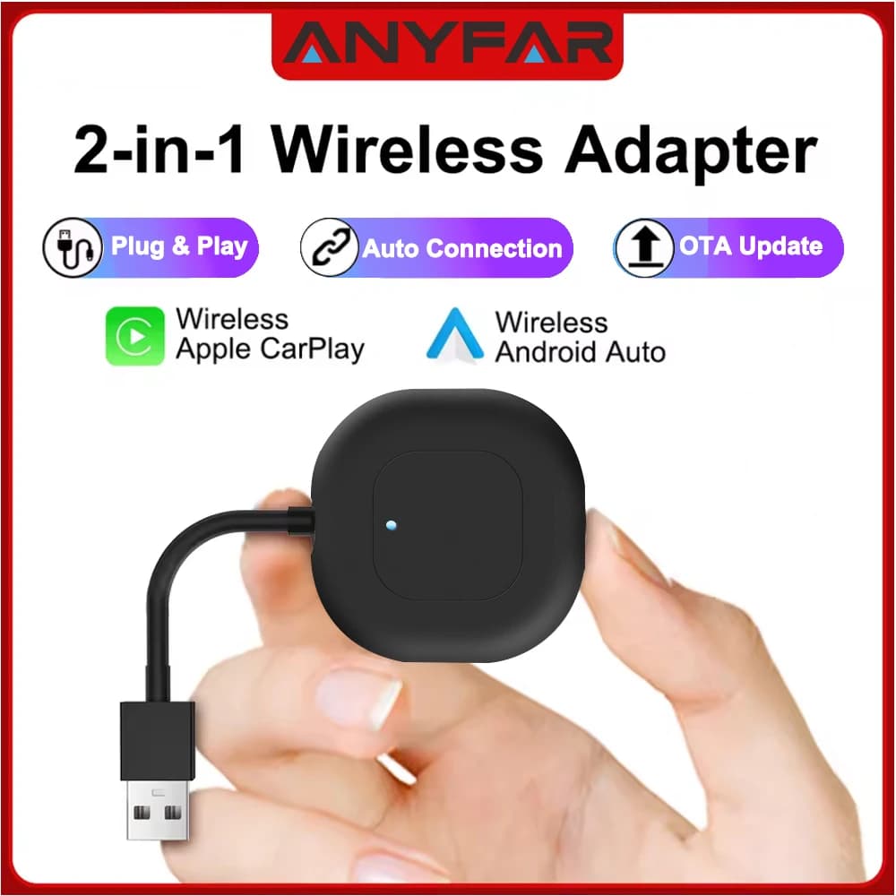 For OEM Car Stereo Plug and Play Smart Mini Box USB 2in1 CarPlay Android Auto Wireless Adapter Convert Wireless Cable