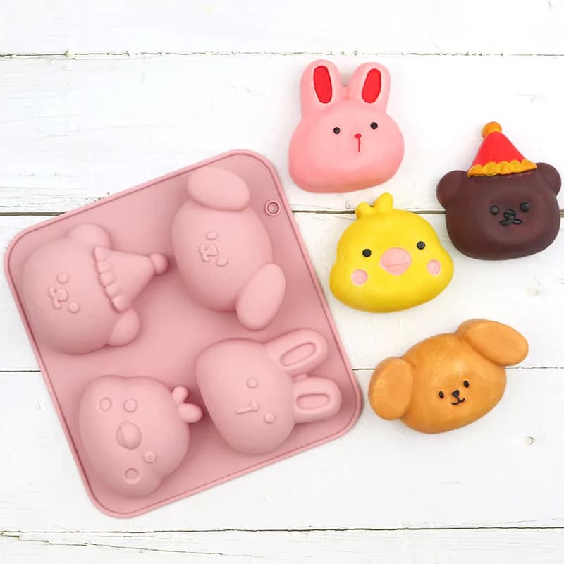 Stampo per torta al cioccolato per cani Stampo per animali dei cartoni animati Dolcetti per animali domestici Mousse Orso Coniglio Vassoio per cubetti di ghiaccio Gelatina Sapone Decorazione Cupcake Topper