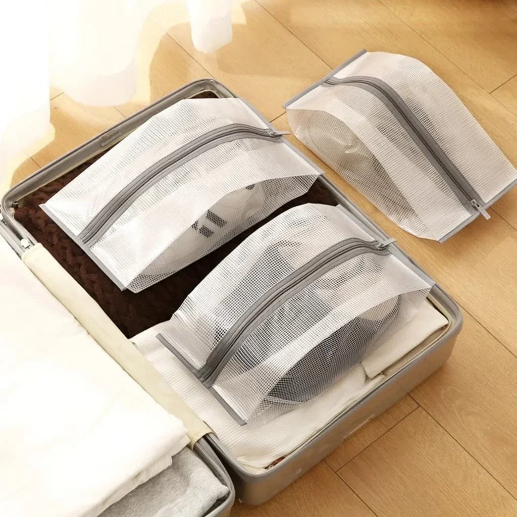 Shoes Dust Cover Mesh Transparent Shoe and Boot Storage Bag with Zipper Portable Travel Dust Organizer Protector Bag