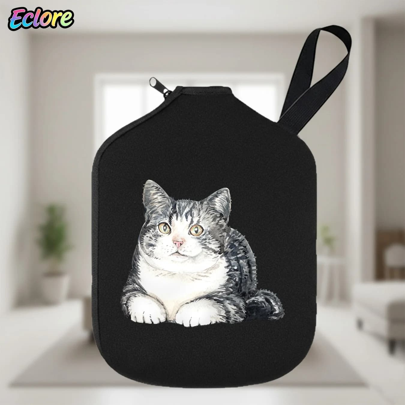 Cute Watercolor Cat Pickleball Paddle Cover Durable Protector Case for Paddle Sports Tournament Party Table Tennis Game