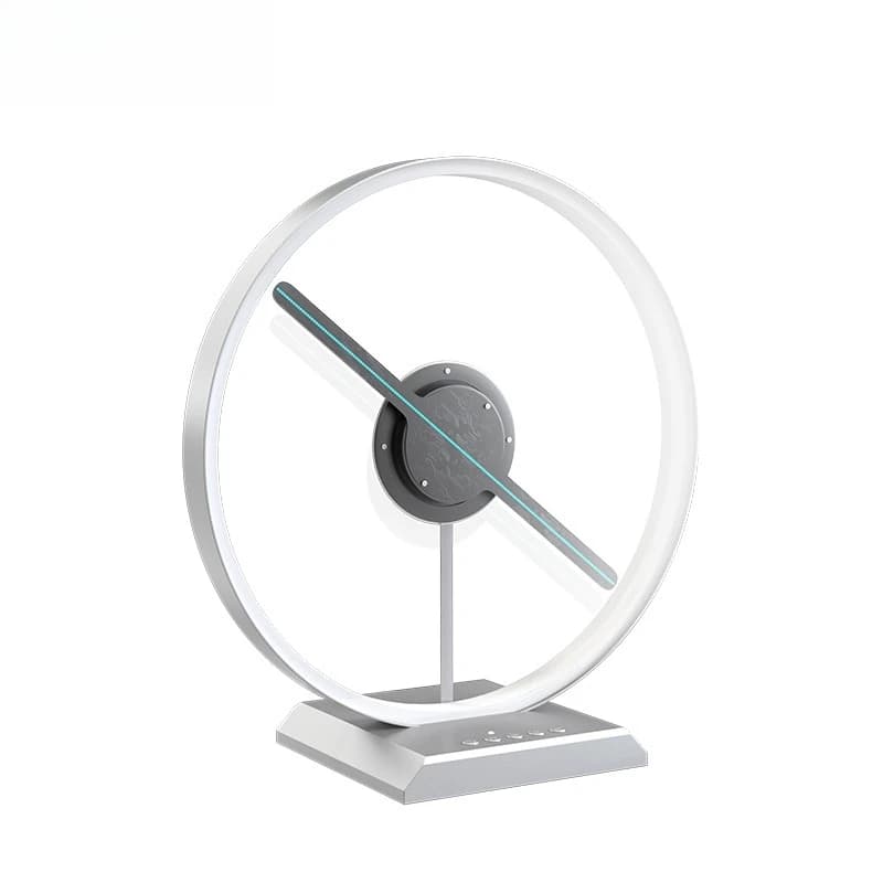 Proiettore con ventola olografica da tavolo con audio Mini dispositivo da scrivania olografico portatile Piccola ventola a diodi emettitori di luce 3D