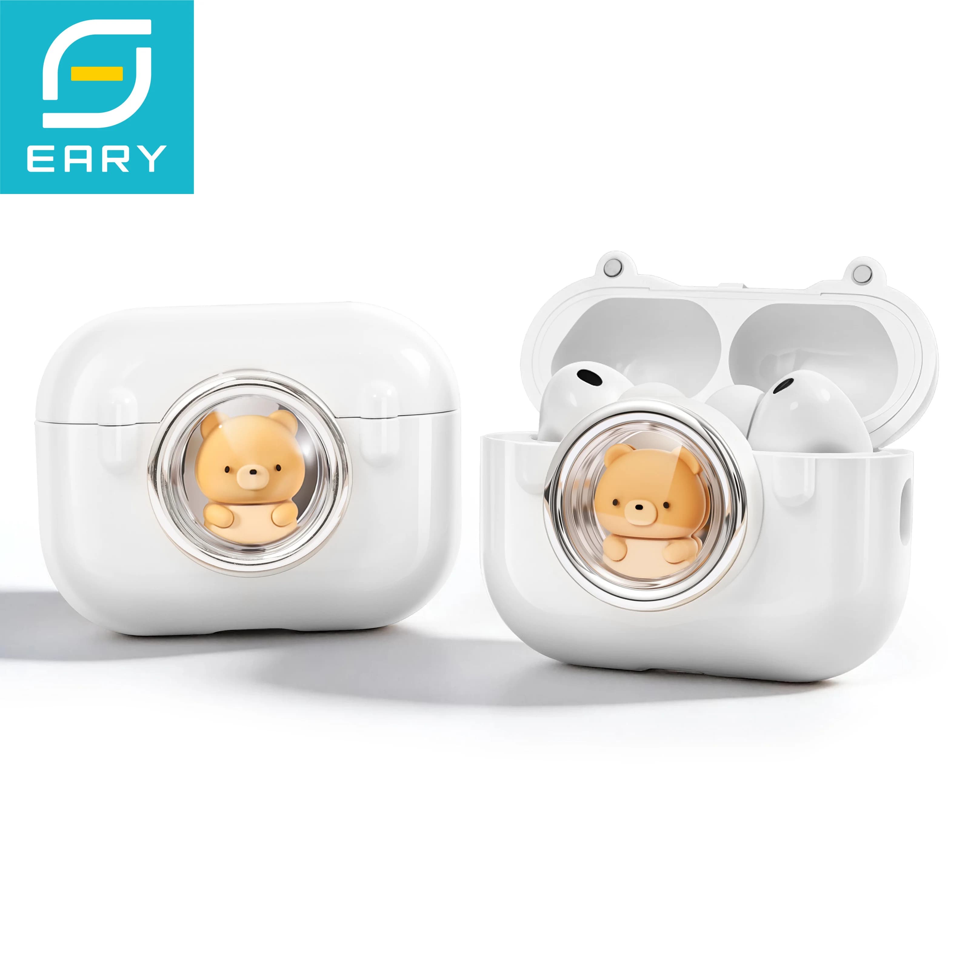 Eary 3D Cute Cartoon Case for AirPods Pro 3 Secure Lock Magnetic Pop Top PC Earphone Cover Shockproof Drop Protective Full Shell