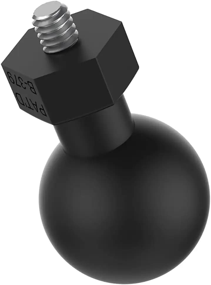 Adattatore con attacco a sfera da 1/4"-20 x 0,25", sfera in gomma da 1 pollice con spinotto filettato maschio per fotocamera, action cam e treppiede