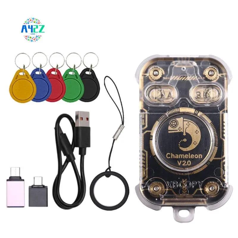 A42Z-Chameleon V2.0 RFID Smart Chip Reader Emulatore Duplicatore NFC + 5XUID Portachiavi 125K 13.56Mhz Decodifica Carta Camaleonte Ultra