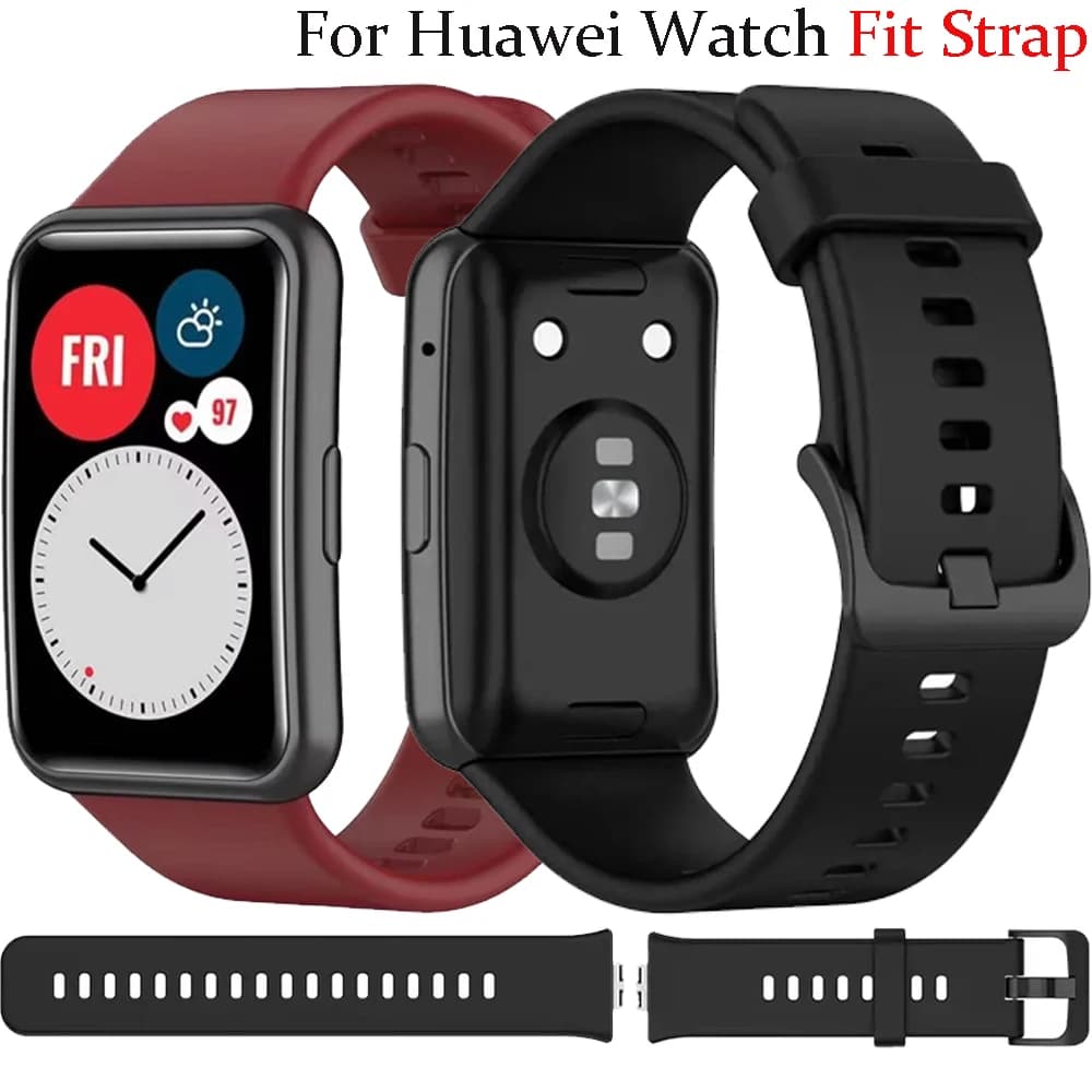 Original Silicone Strap For Huawei Watch Fit Smart Watch Tonal Buckle Comfortable Breathable Bracelet For Huawei Watch Fit Strap