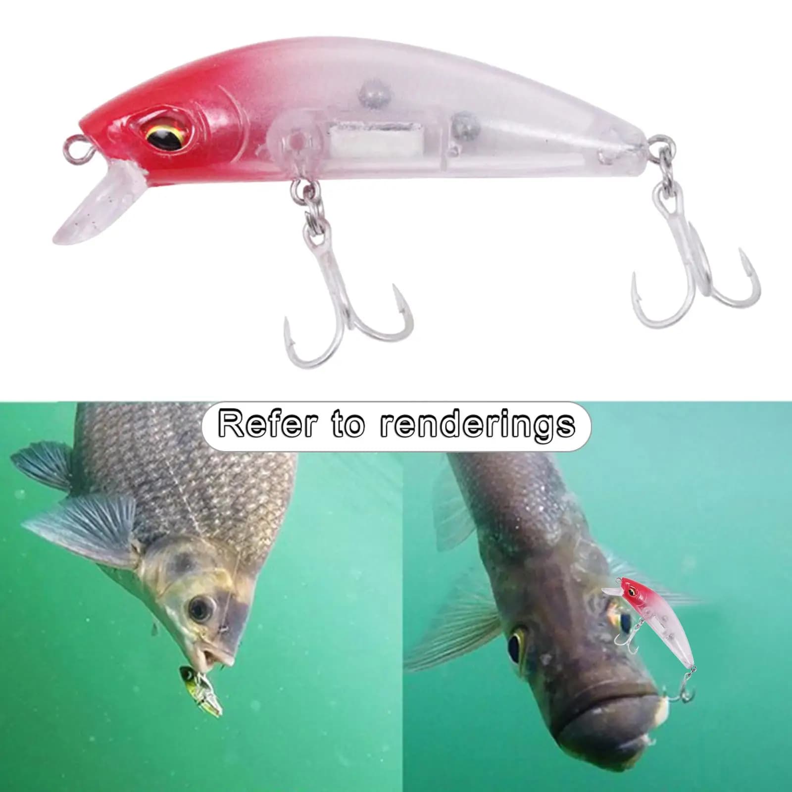 Fishing Tackle Box with ABS Artificial Lures Crankbait Floating for Freshwater Saltwater Trout Pike Bass Fishing Rod