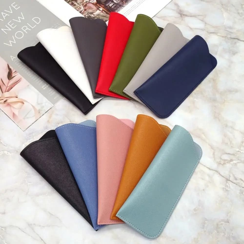 Creative PU Leather Glasses Bag Portable Unisex Sunglasses Case Cover Pure Color Reading Glasses Pouch Women Men