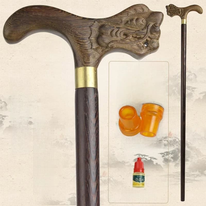 Non-Slip Wooden Walking Cane for Elderly Women Outdoor Mountain Climbing Stick Adjustable Trekking Poles Anti-Slip Hand Sticks
