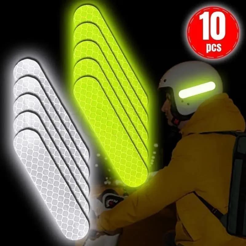Adesivi riflettenti per casco, adesivi di sicurezza e adesivi di avvertimento per moto, 10 pezzi