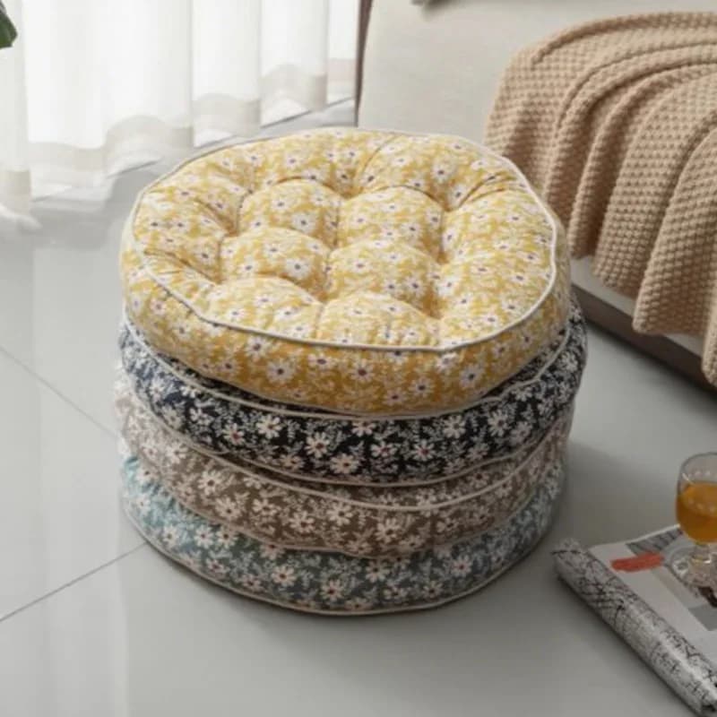 Futon Cushion Tatami Floor Mat 60x60cm Boho Round Cotton Linen Chair Cushion Thicken Soft Meditation Pillow Seat Cushion