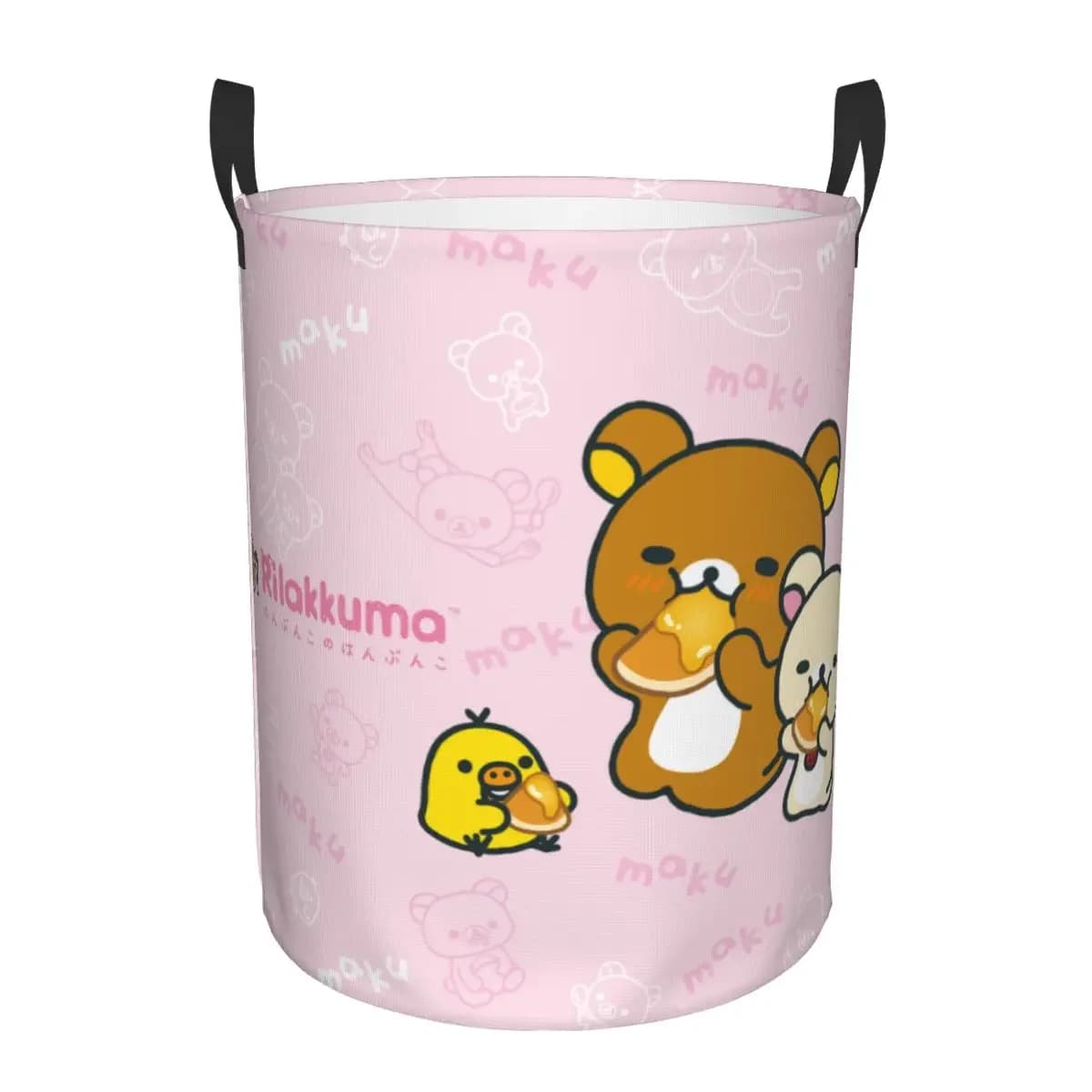 Folding basket with bear Rilakkuma Cartoon Kawaii, basket holders for toy clothes, for kindergarten for children