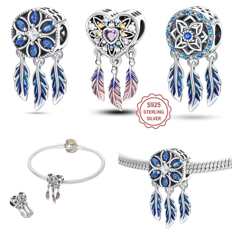 925 Sterling Silver Evil Eye Dreamcatcher Pendant, Suitable for Original Bracelet DIY Jewelry, Charming Women's Fashion Jewelry
