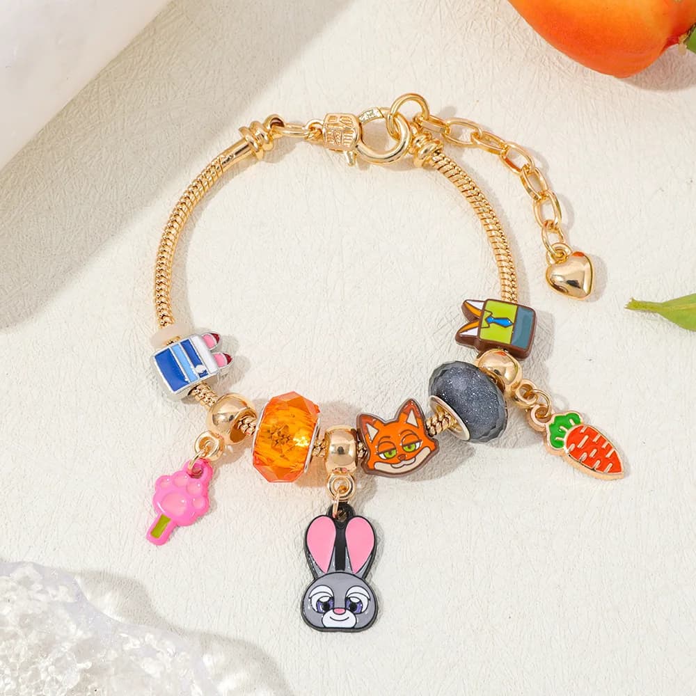 Zootopia 2 Kit braccialetto con perline fai-da-te Pendenti Nick & Judy Gioielli film personalizzati per i fan Regalo creativo per gli amanti del cinema