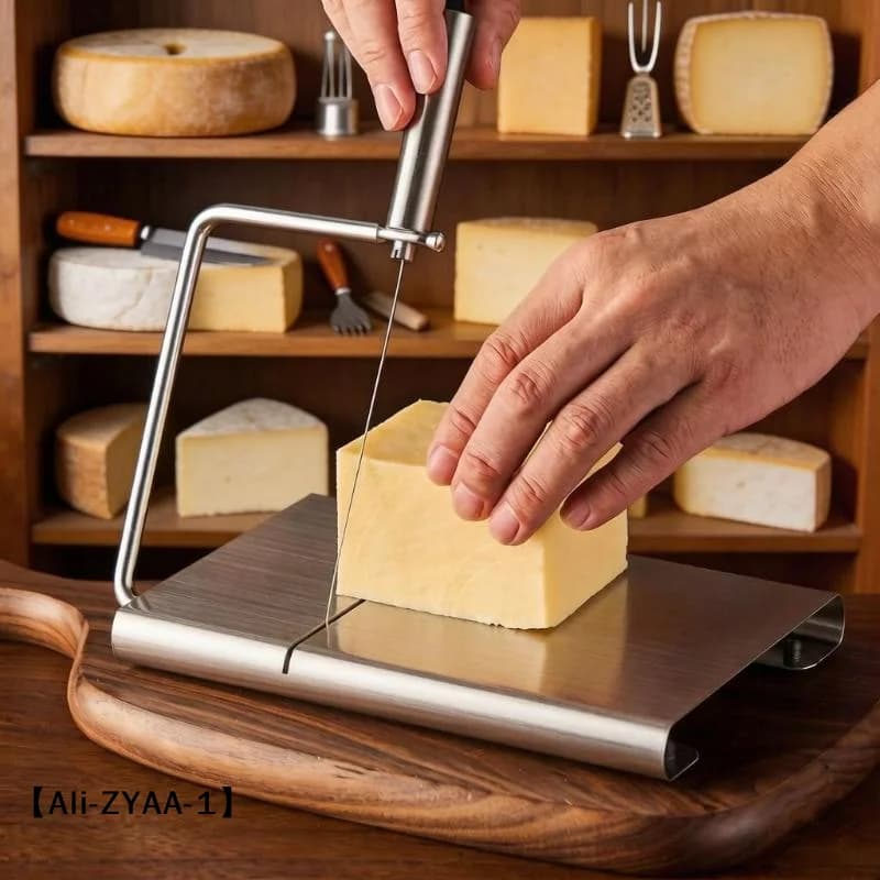 【A】Cheese And Butter Slicers With Wire Cheese Adjustable Cheese Cutter Board Stainless Steel Cutting Wire
