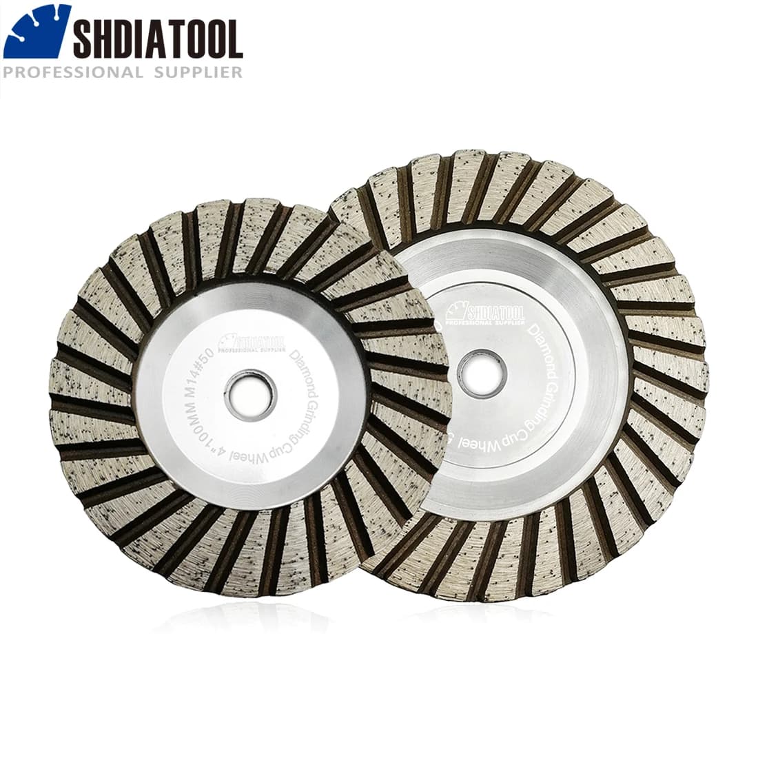 SHDIATOOL 1pc 100/125mm Diamond Grinding Cup Wheel Aluminum Based M14 or 5/8"-11 Thread 4" 5" Milling Plate Concrete Granite