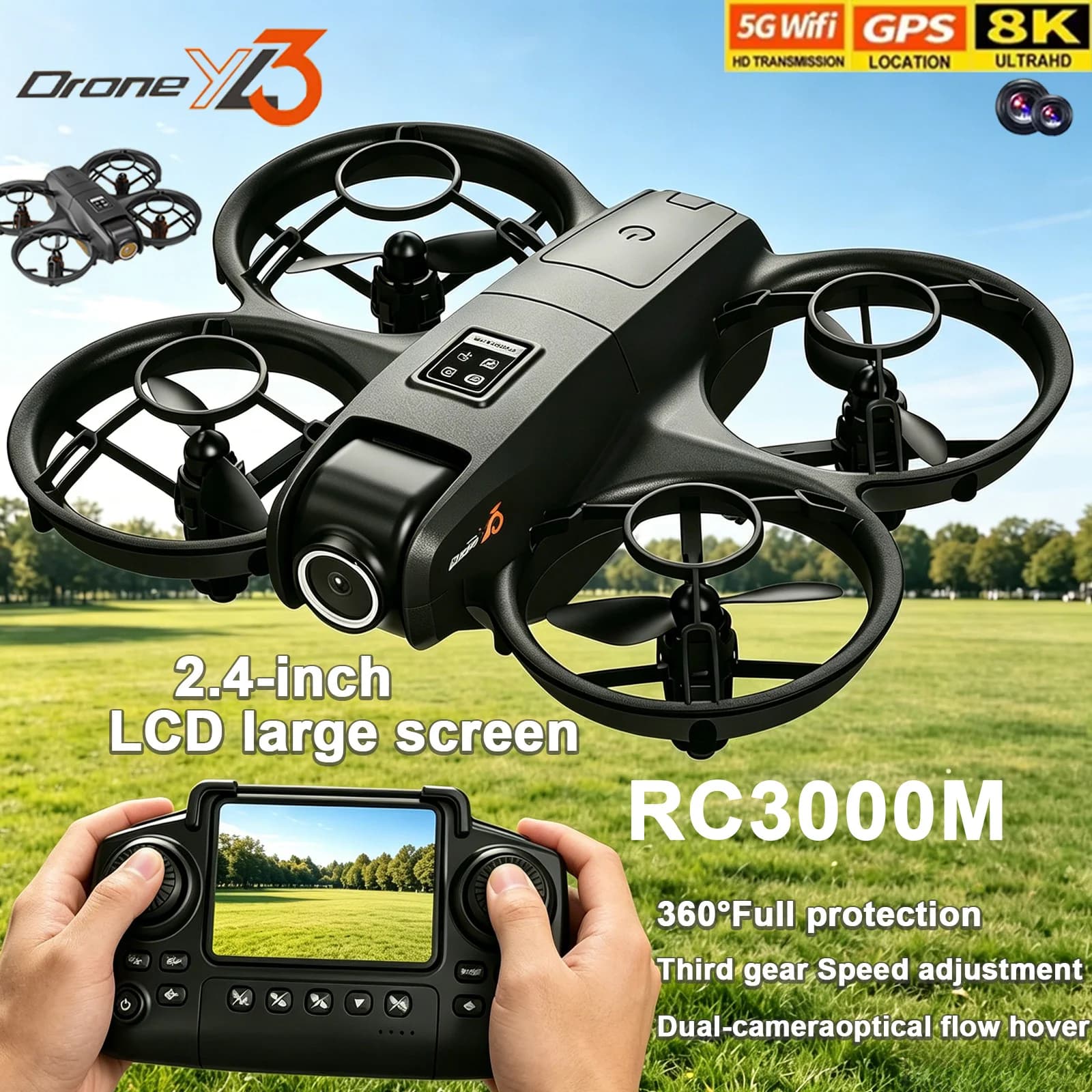 Drone YL3 WIFI GPS NEW Original with Double Camera HD 8K, Aeromobile Remote Control Professional for Air Photography, Quadricottero, Toy for Boys