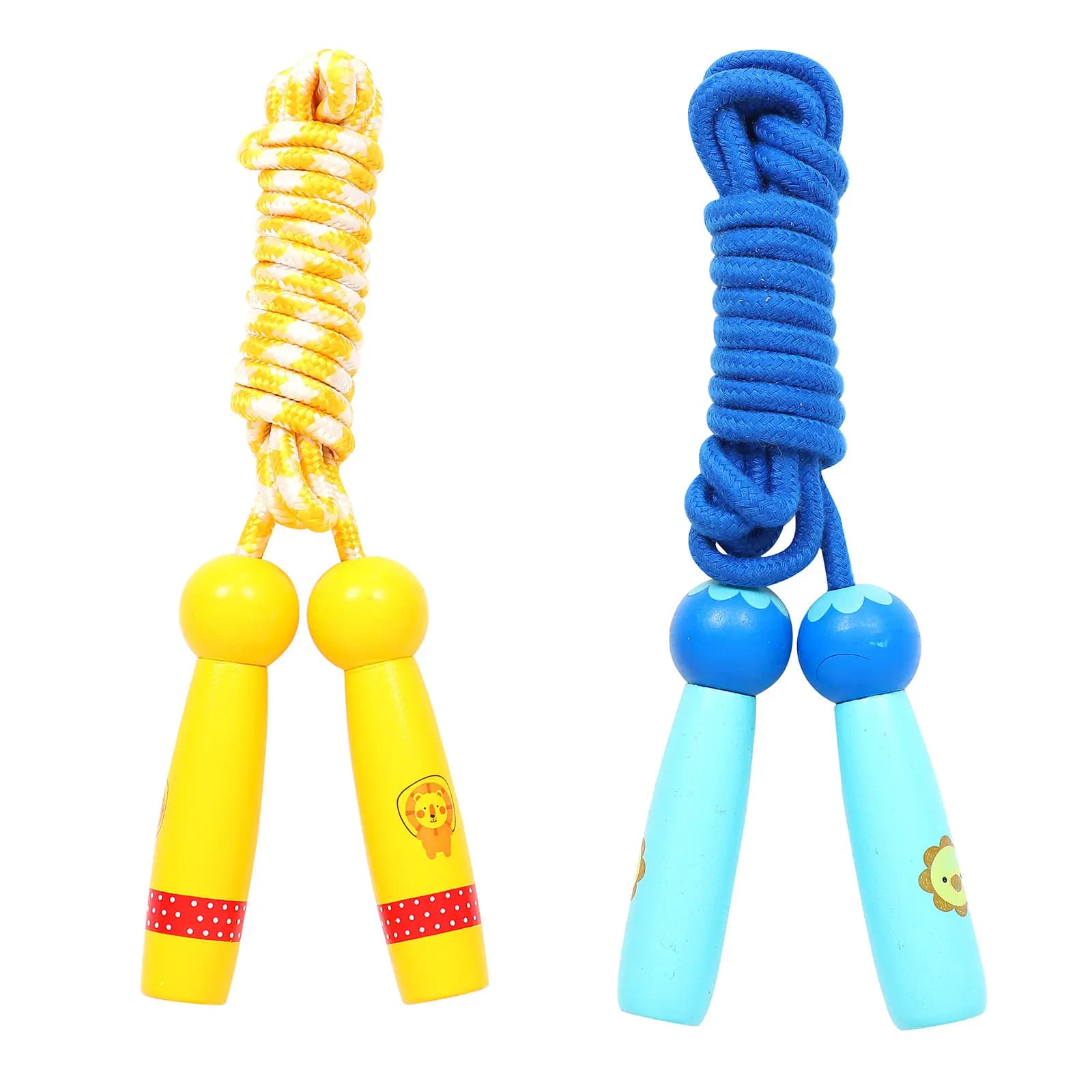 2Pcs Wooden Kids Jump Rope Lightweight Skipping Rope for Indoor Outdoor Fitness Exercise Cardio Respiratory Training Balance