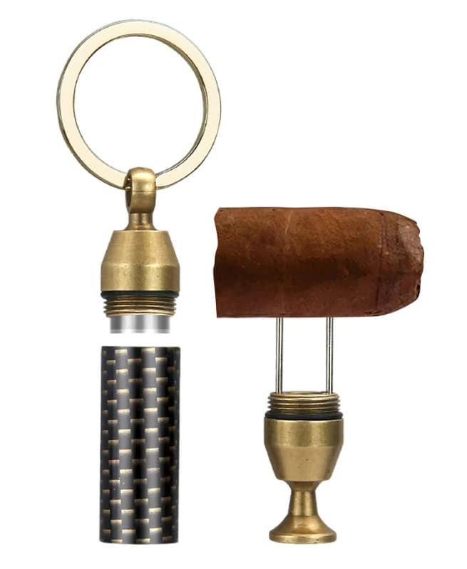 Portable 2-in-1 Cigar Punch with Keychain, 8.5mm Caliber Needle Tool, Exquisite Pendant & Practical Gift for Men
