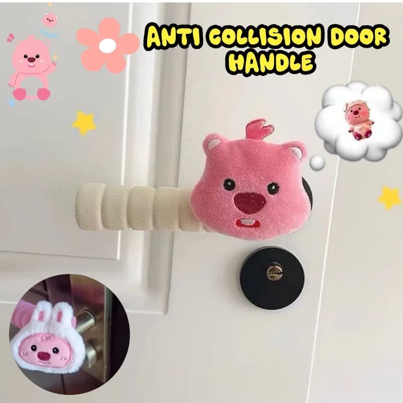 Set di Protezione per Maniglie Porta Anti-collisione Loopy Little Beaver, Design Creativo Anime Cartoon per Sicurezza Domestica