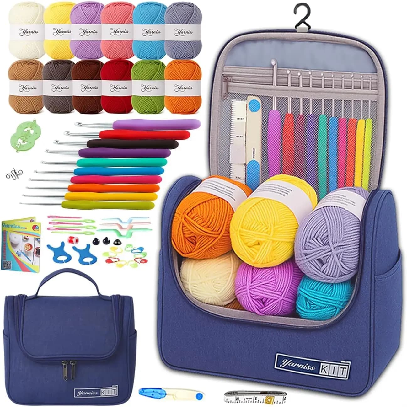 Kit Completo per Uncinetto per Principianti con 840 Iarde di Filato, Ganci Ergonomici e Accessori