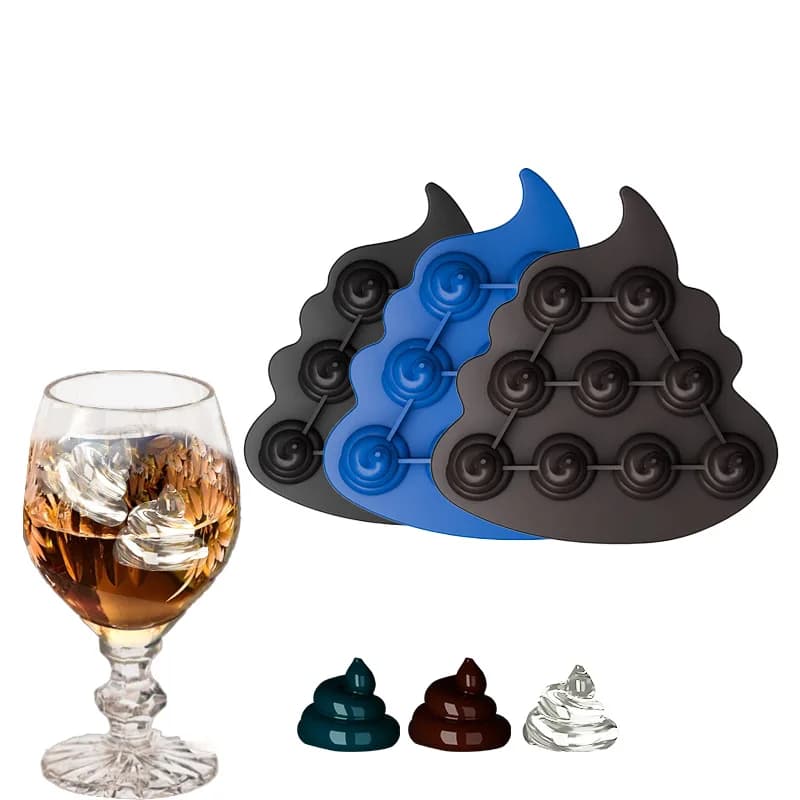 Divertente Parodia Cubo di ghiaccio in silicone Vassoio per dolciumi al cioccolato Stampo Vassoio per ghiaccio in silicone per whisky Parodia Divertente scatola di ghiaccio a forma fecale