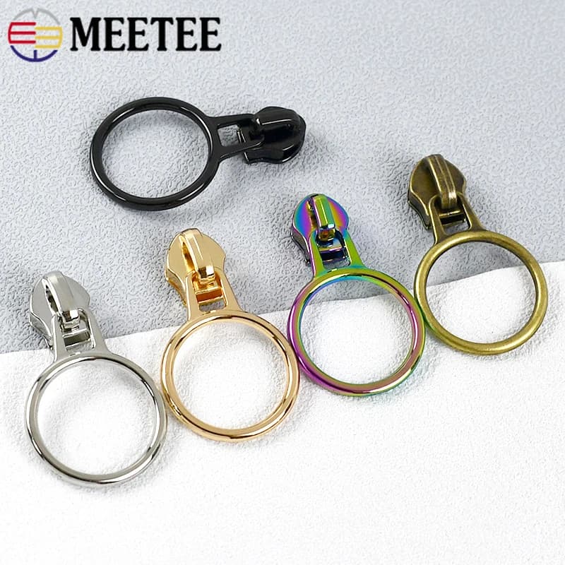 5-30 pezzi Meetee 5 # Cursore per cerniera ad anello per nastro con cerniera in nylon, borsa da cucito, cerniere per vestiti, kit di riparazione per testa, accessori per indumenti fai da te