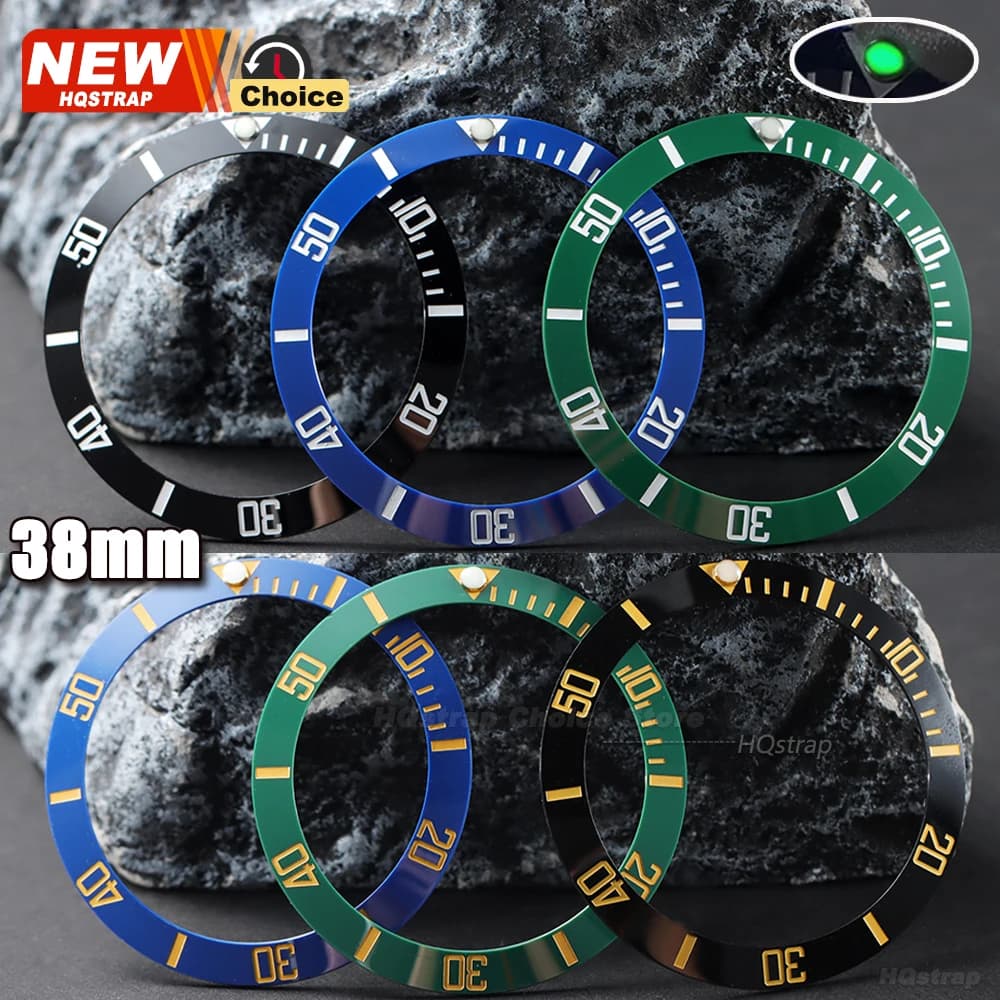 HQSTRAP 38mm Ceramic rings For Submersible Watch Case Alloy Watch Bezel Insert Ring Slope NH35 NH34 GMT Diving 30.5mm inner