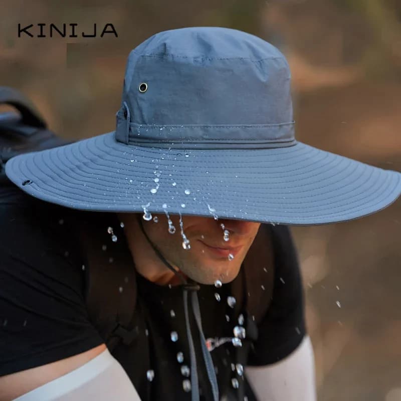 Men's Outdoor Waterproof Large Tent Fisherman's Hat Camping Hiking Beret from Safari Fishing Hat with Summer Solar Protection Visor