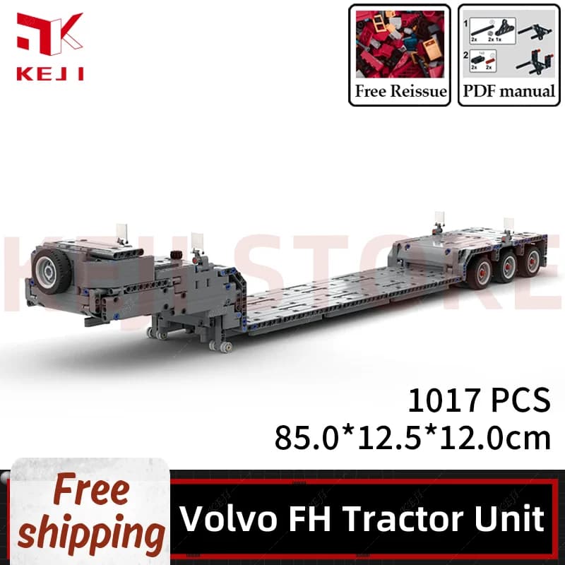 KEJI MOC-35223 Rimorchio a caricatore basso per 42078 Mack Anthem MOC-37849 Camion Ingegneria Veicolo Building Blocks Modello Mattoni Kit