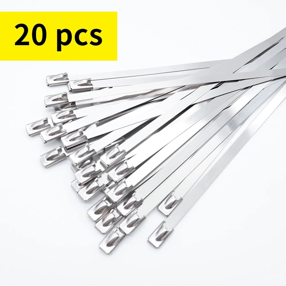 Fascette per cavi in metallo in acciaio inossidabile da 20 pezzi larghezza 4.6mm fascette per cavi autobloccanti multiuso supporti Organizer fermacavo fascetta con cerniera