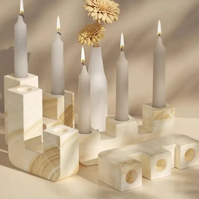 Stampo in Silicone per Portacandele Geometrico Trapezoidale, Stampo in Argilla/Gesso per Decorazioni da Tavolo, Regali Festivi, Artigianato in Resina/Gesso