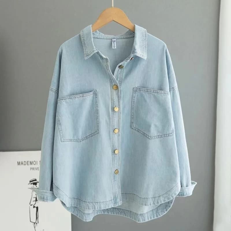 Camicia da donna primavera autunno camicia di Jeans coreana giacca 2024 nuove donne a maniche lunghe Jeans larghi da donna camicetta top Lady